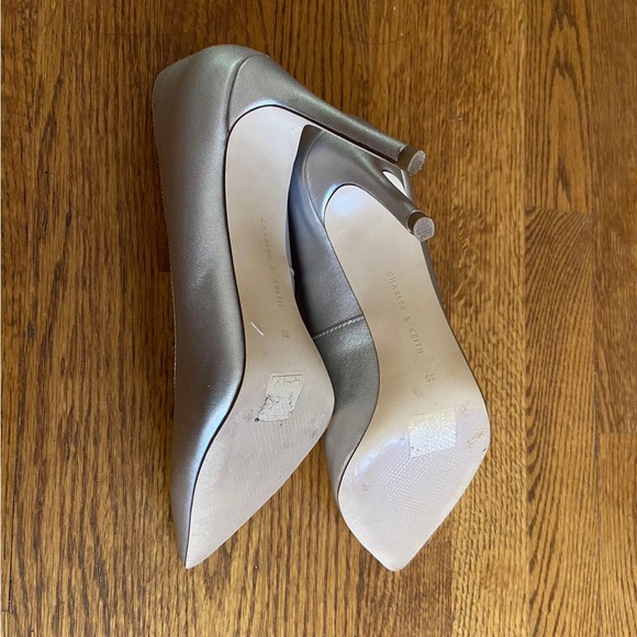 Barely used silver Charles and Keith 3.5 stilettos - Picture 4 of 4